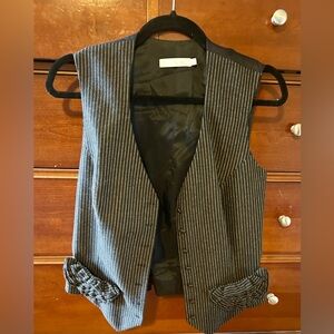 Anne Fontaine Classic Black and Gray Pinstripe Vest